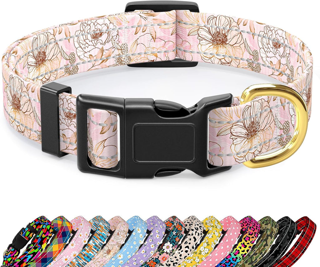 Reflective Dog Collar for Medium Dogs, Cute Leopard Style Adjustable Heavy-Duty Nylon Puppy Collar for Boy and Girl Female, Soft Pet Accessories with Quick Release Buckle, Neon - Image 14