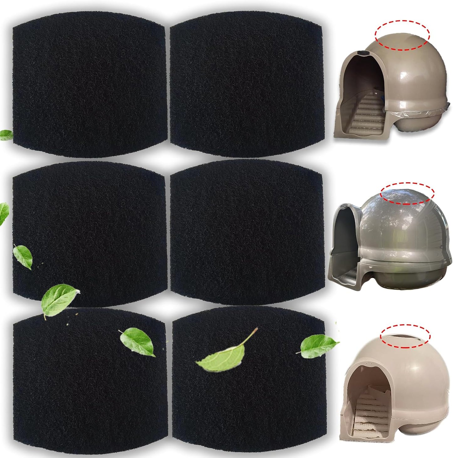 PurifyLogix carbon filters front view pack of six replacement sheets for cat litter boxes