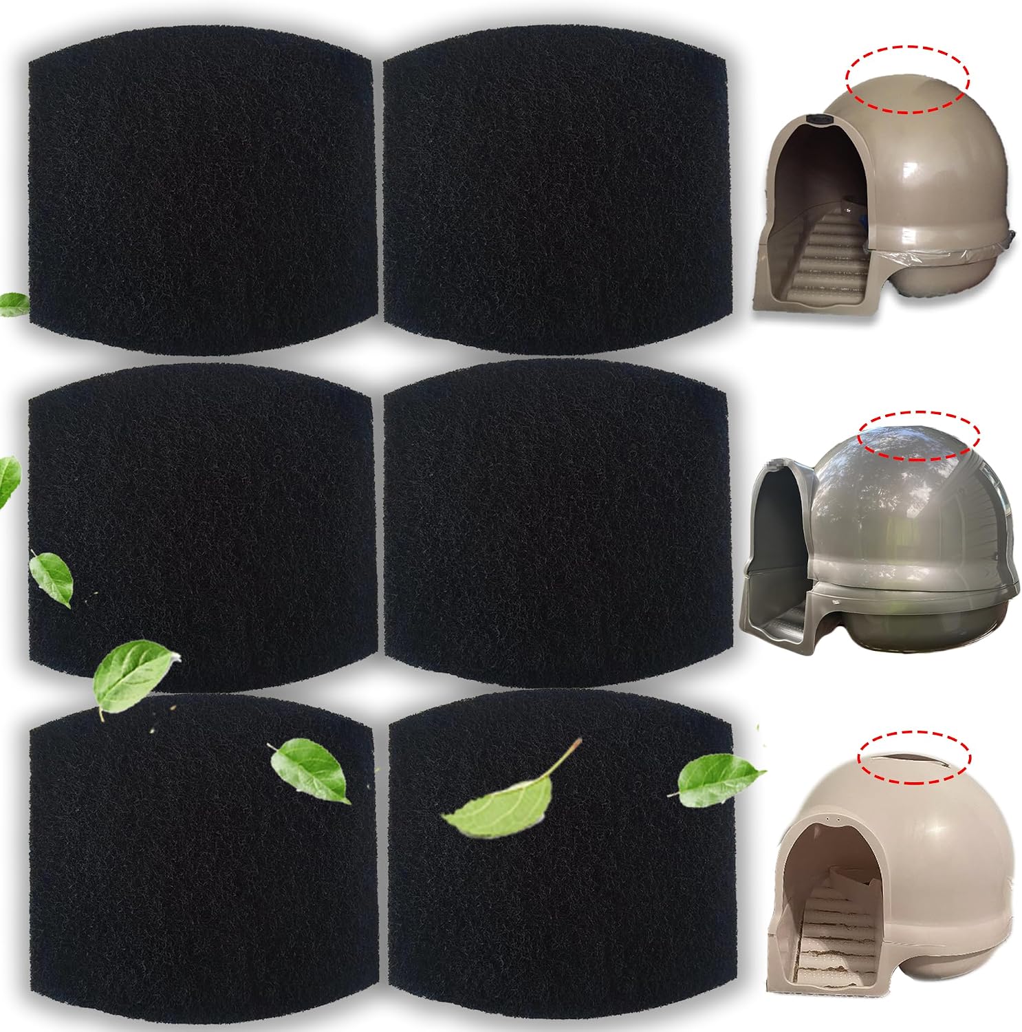 PurifyLogix carbon filters front view pack of six replacement sheets for cat litter boxes