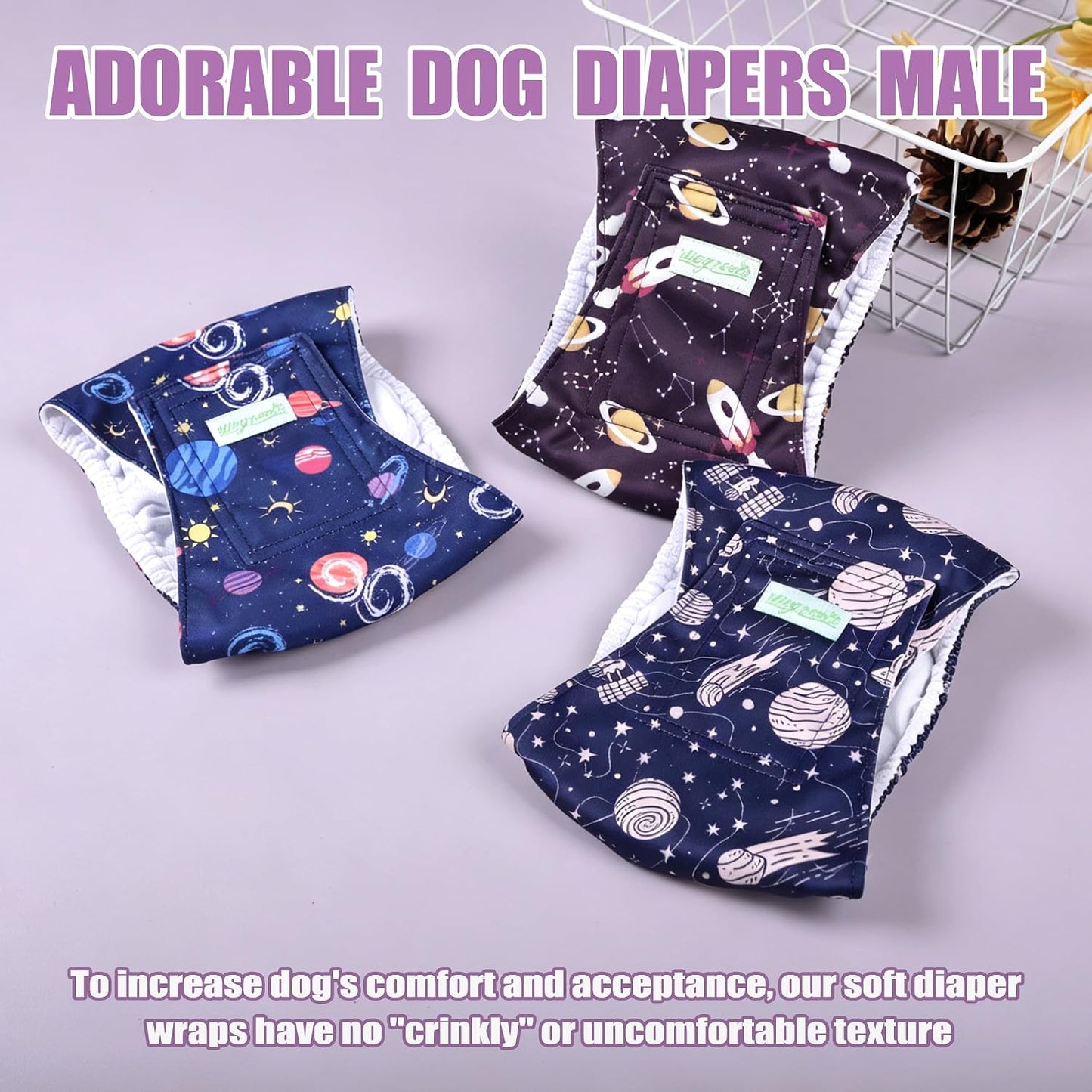 Wegreeco dog diapers male interstellar pattern three pack set