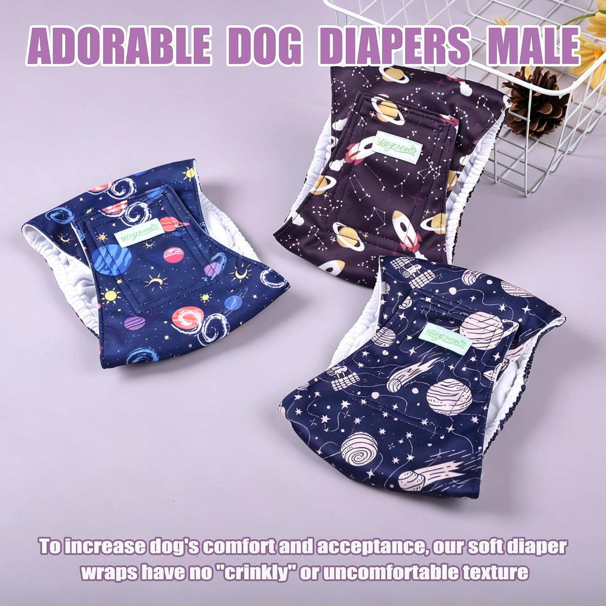 Wegreeco dog diapers male interstellar pattern three pack set