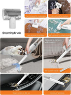 Itutn cat and dog vacuum brush being used to gently groom a golden retriever undercoat