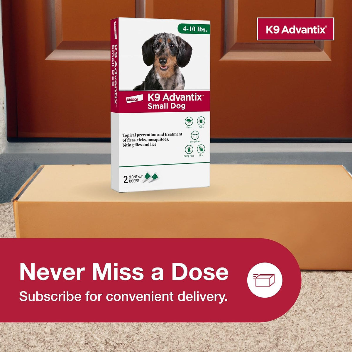 Back view of K9 Advantix packaging with ingredients and safety warnings