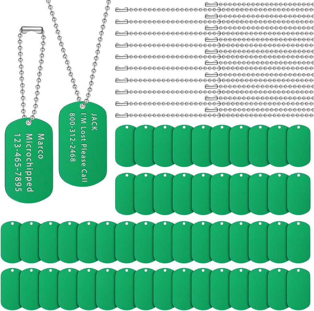 Yinkin 200 Pcs Personalized Military Dog Tags Set Including 100 Pcs Aluminum Blank Dog Tags for Engraving 100 Ball Steel Chain Rectangle Metal Blank Stamping Label for DIY Craft(Black) - Image 14