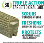 Dinovite small breed canine dental chews close up of single mint flavored treat