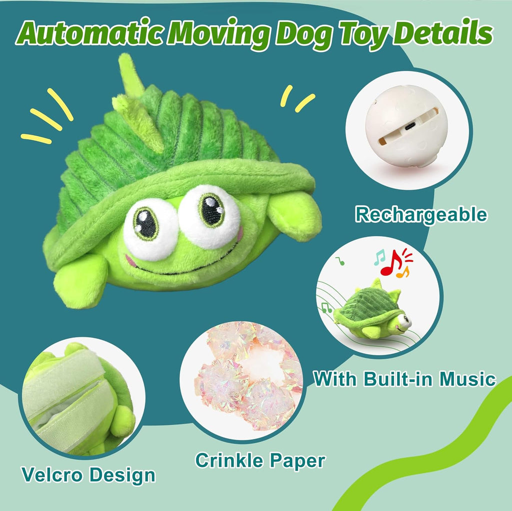 GUKCO moving pet toy in green turtle design for small medium and large dogs