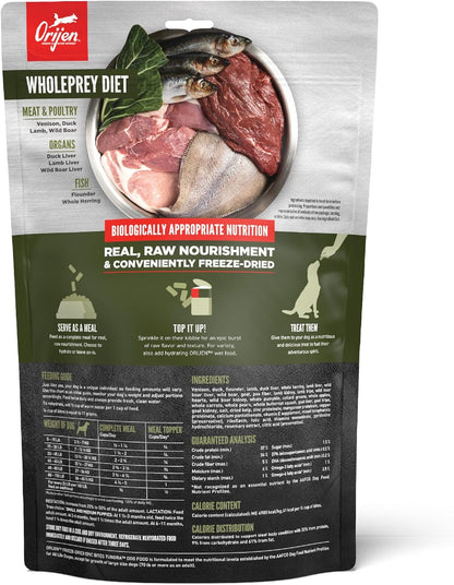 Orijen raw animal ingredient pet food packaging