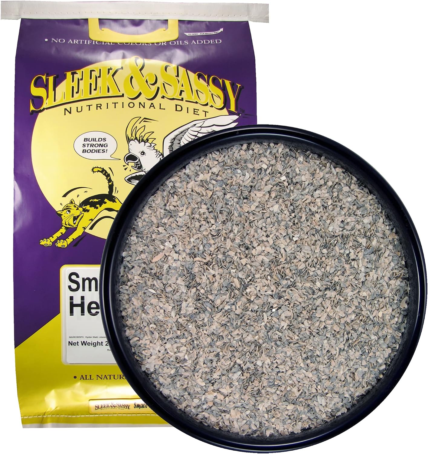 Sleek And Sassy bird digestive supplement back view showing product details