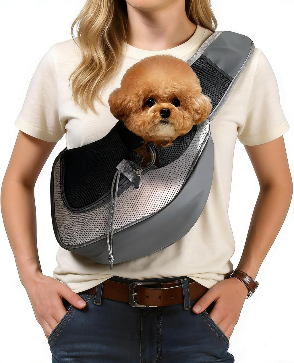 Pucewmy pet sling carrier folded for storage