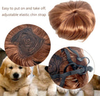 Cat wearing brown faux fur pet costume headwear