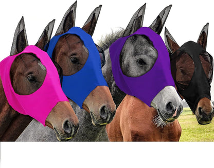 Frienda 4 Pcs Horse Fly Masks with Ears UV Protection Elastic Horse Mask Breathable Comfortable Fly Mask for Adult Horses, Protect from Summer Insect(Medium,Black, Gray, Blue, Mint Green) - Image 10