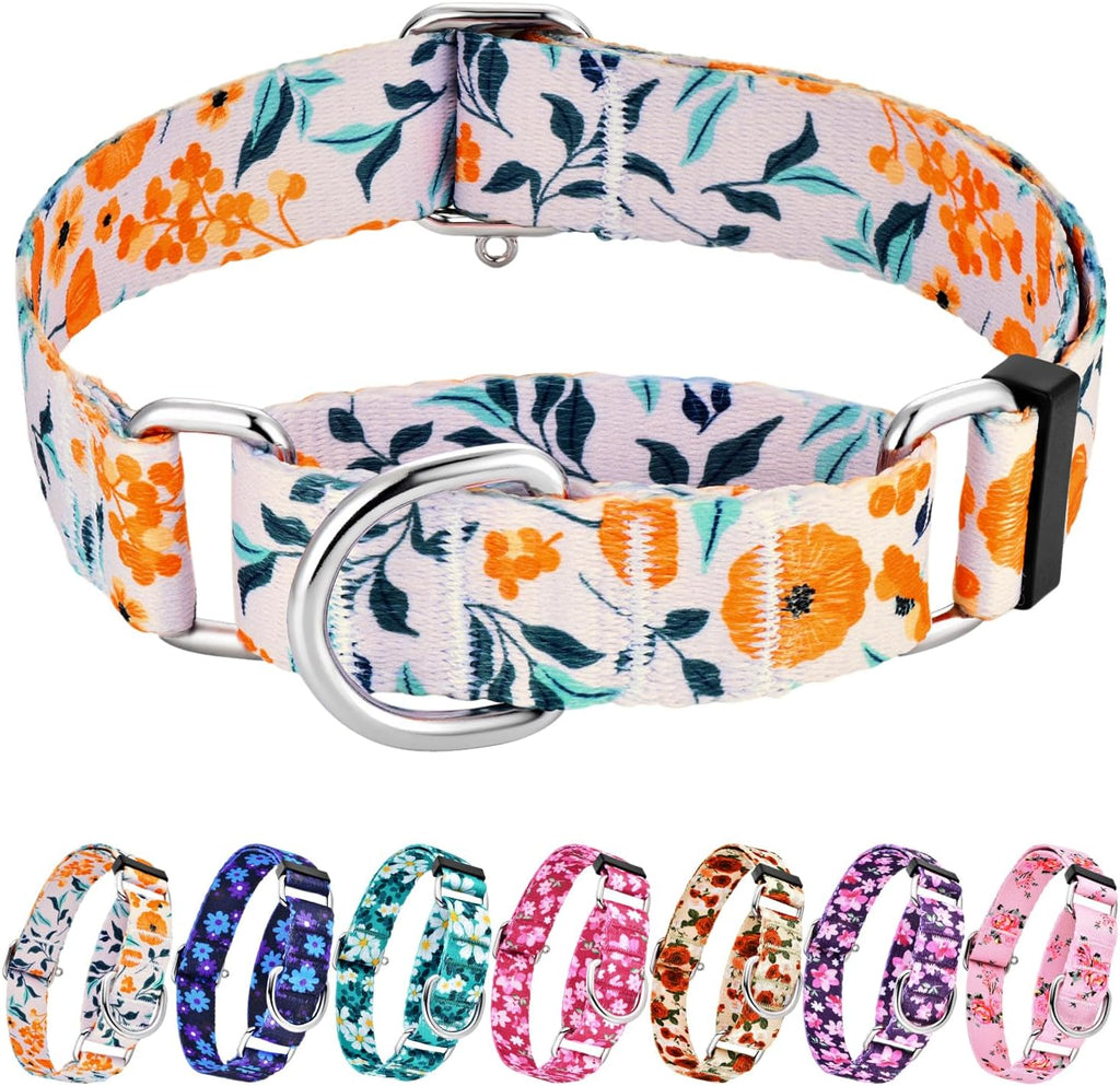 Hikiko Martingale Collar for Dogs with No Buckle Floral Daisy Dog Collars Soft Nylon No Pull Dog Collar for Large Dogs,Green Flower,L - Image 9