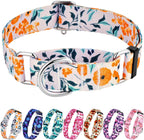 Hikiko Martingale Collar for Dogs with No Buckle Floral Daisy Dog Collars Soft Nylon No Pull Dog Collar for Large Dogs,Green Flower,L - Image 9