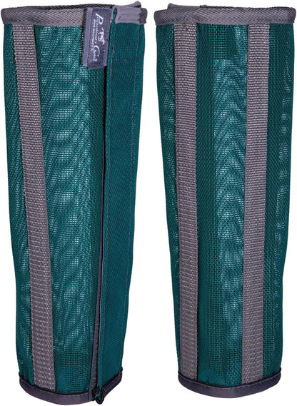 Detailed view of the secure hook-and-loop straps on the Pacific Blue fly boot.