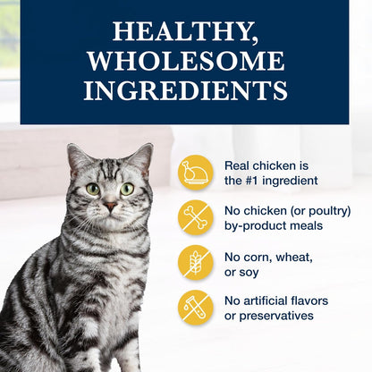Side view of Blue Buffalo 7 pound kidney support dry cat food bag with detailed feeding guidelines.
