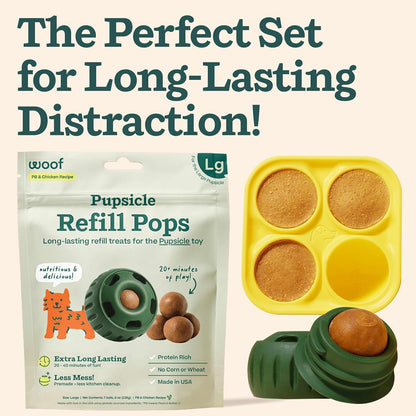 Woof Pupsicle toy with silicone treat molds and refill pops