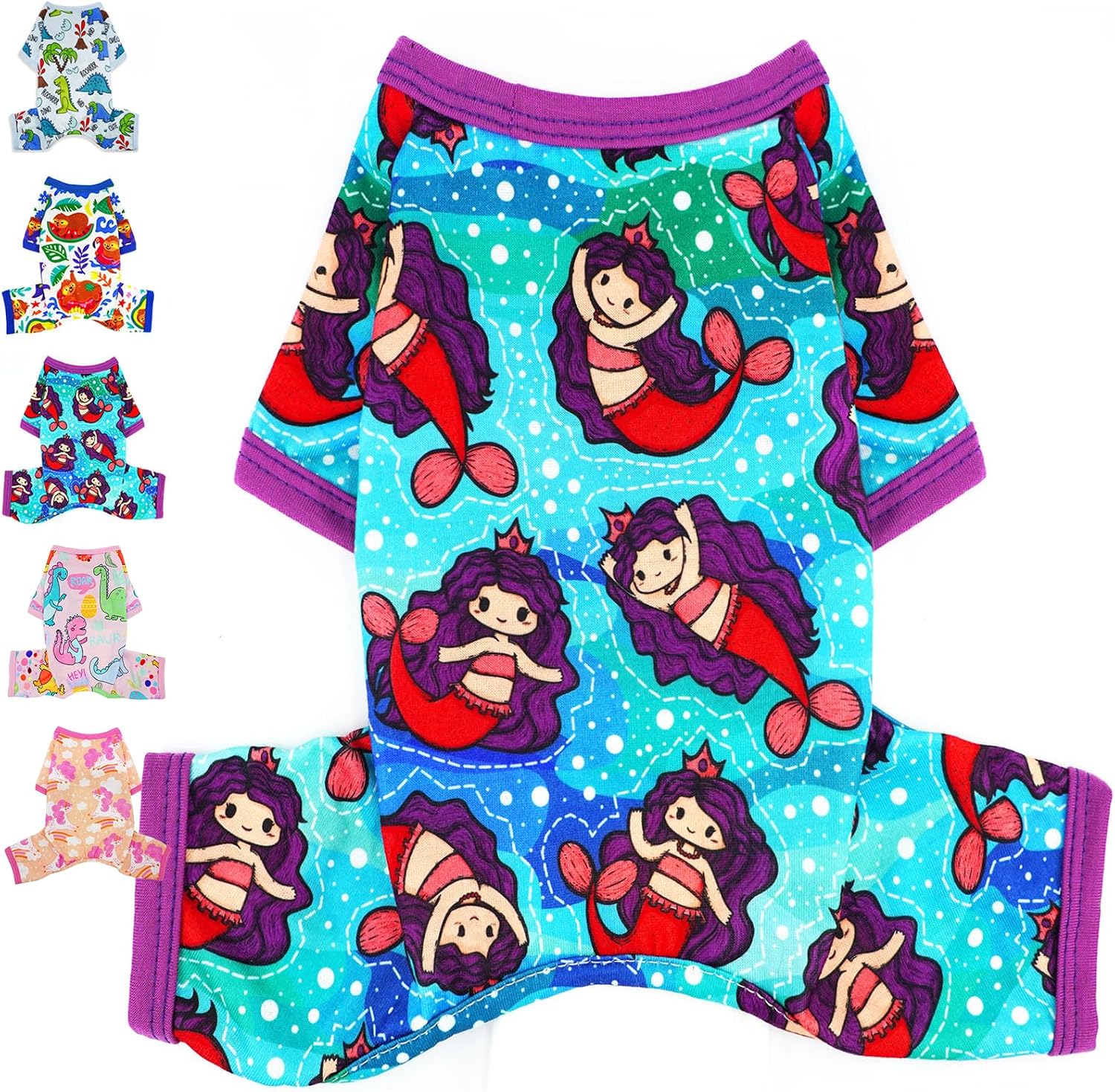Dog Pajamas Spring Summer Dog Clothes for Small Medium Dogs Girl Boy Cute Soft Puppy Pjs Clothes Doggie Onesies Cat Pet Jammies Outfit (Blue Dinosaur, X-Small) - Image 14