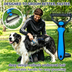 ZHAOLIESM double sided grooming comb being used on a long hair dog coat