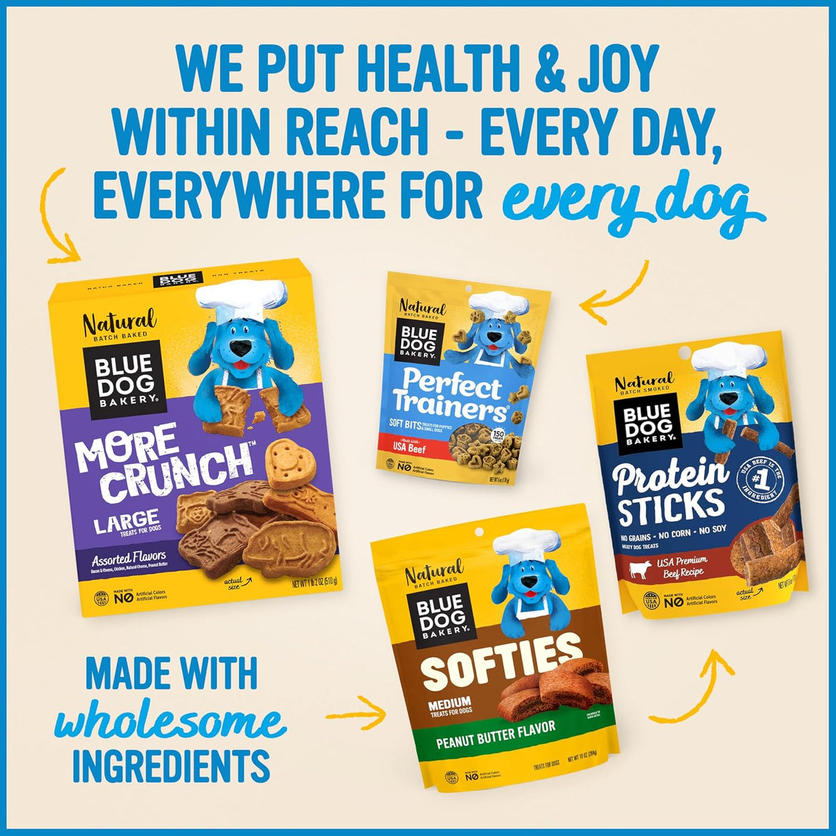 Blue Dog Bakery More Crunch Large Assorted Flavors, Dog Biscuits, Healthy Treats, All Natural, Bacon, Chicken, Cheese, Peanut, 43.2 oz (Pack of 1) - Image 10