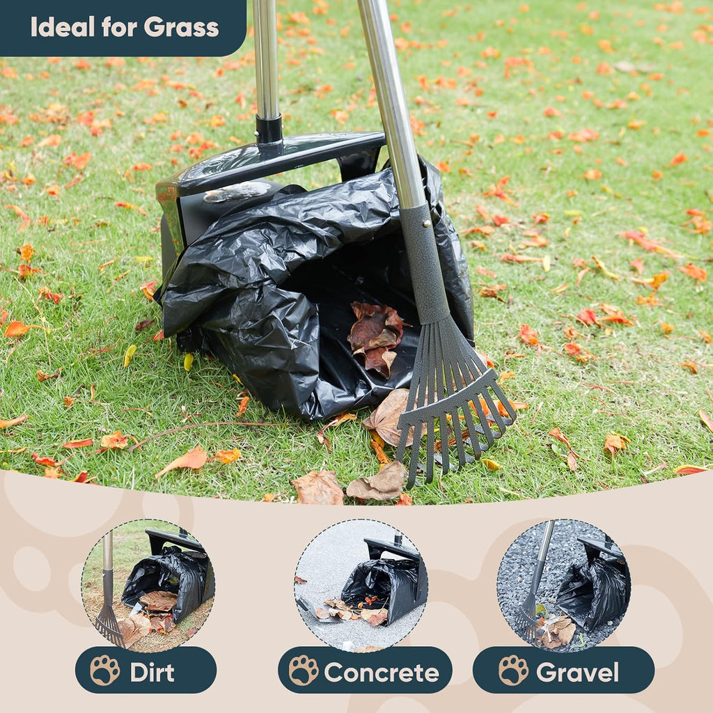 Durable metal spade collecting debris on a flat concrete surface.