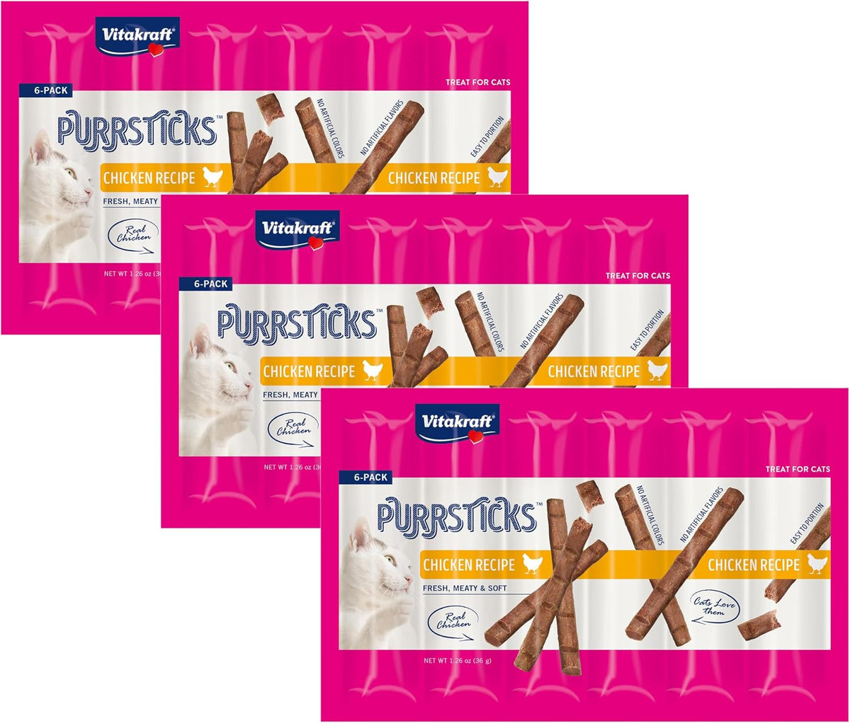 Vitakraft PurrSticks Meaty Cat Sticks - Chicken - Segmented and Breakable Meatstick - Deliciously Tender, 6 Count (Pack of 1) - Image 11