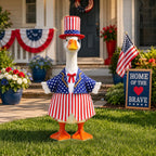 Patriotic porch goose outfit top hat and dress accessories for garden decor