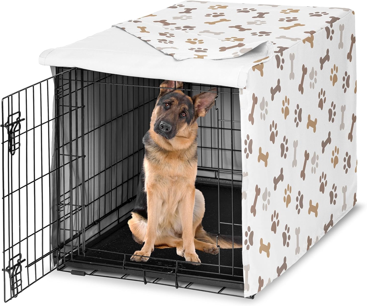Sweet Jojo Designs 36in. Medium Dog Crate Cover (Bones and Paw Prints) for Boys Pet Cage, Kennel Covers (Modern, Cartoon, Doggy, Puppy, Neutral, Paws Print, Whimsical, Playful, Slate Navy Blue) - Image 11