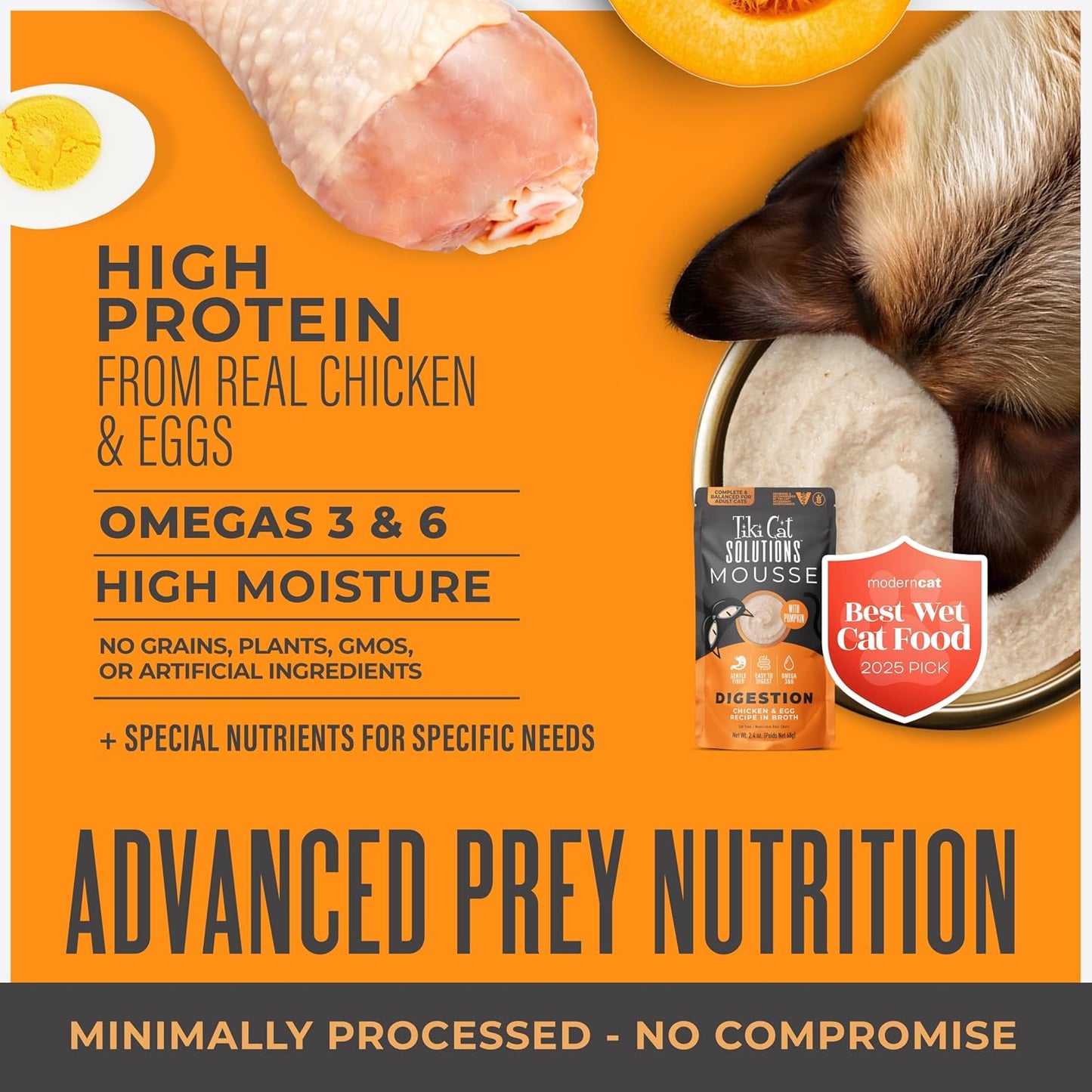 Healthy digestive support cat food with pumpkin and prebiotics information