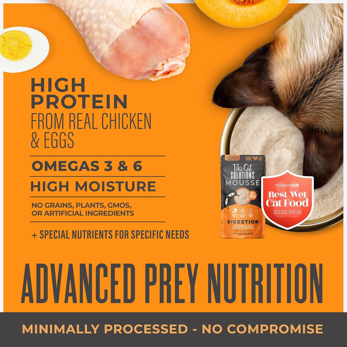 Healthy digestive support cat food with pumpkin and prebiotics information