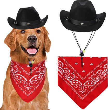 GOYOSWA Dog Halloween Costumes, Dog Cowboy Costume Halloween Pet Cowboy Hat Bandana Scarf for Small Medium Large Dogs Pets (Brown Hat & Red Bandana, Large) - Image 9