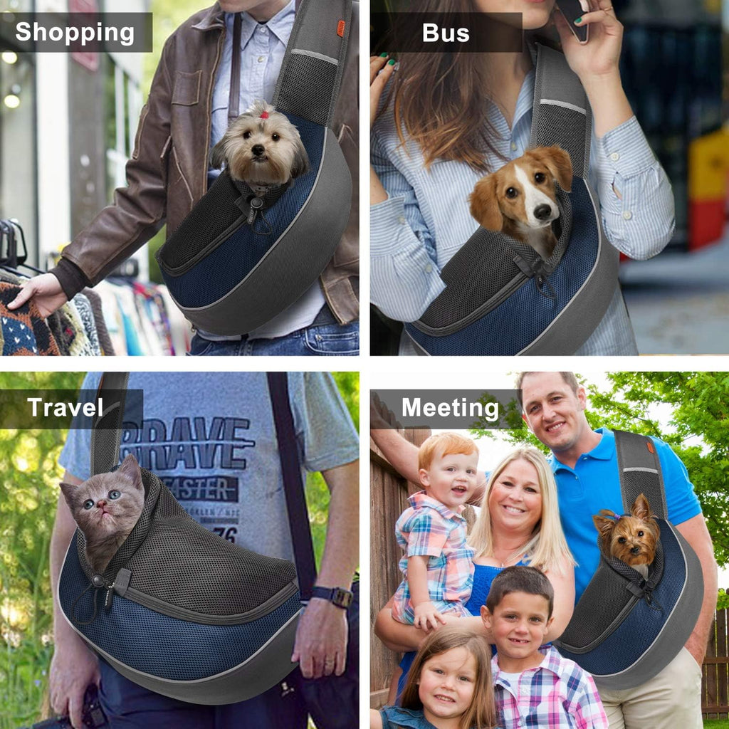 Internal safety clip for pet harness inside sling bag