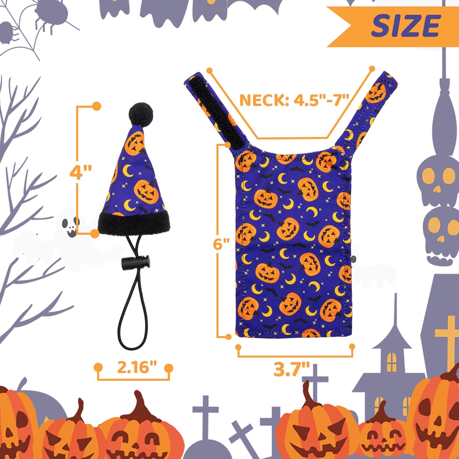 Cute blue reptile clothes with orange jack-o'-lantern print for small lizards.
