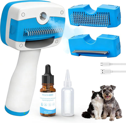 Pet Steam Brush for Dogs & Cats,5-in-1 Self-Cleaning Dog Steam Brush with 3 Swap-in Heads (Grooming, Dematting, Deshedding),Cat Spray Hair Removal Comb,Includes Pet Essence & Storage Bag - Image 11