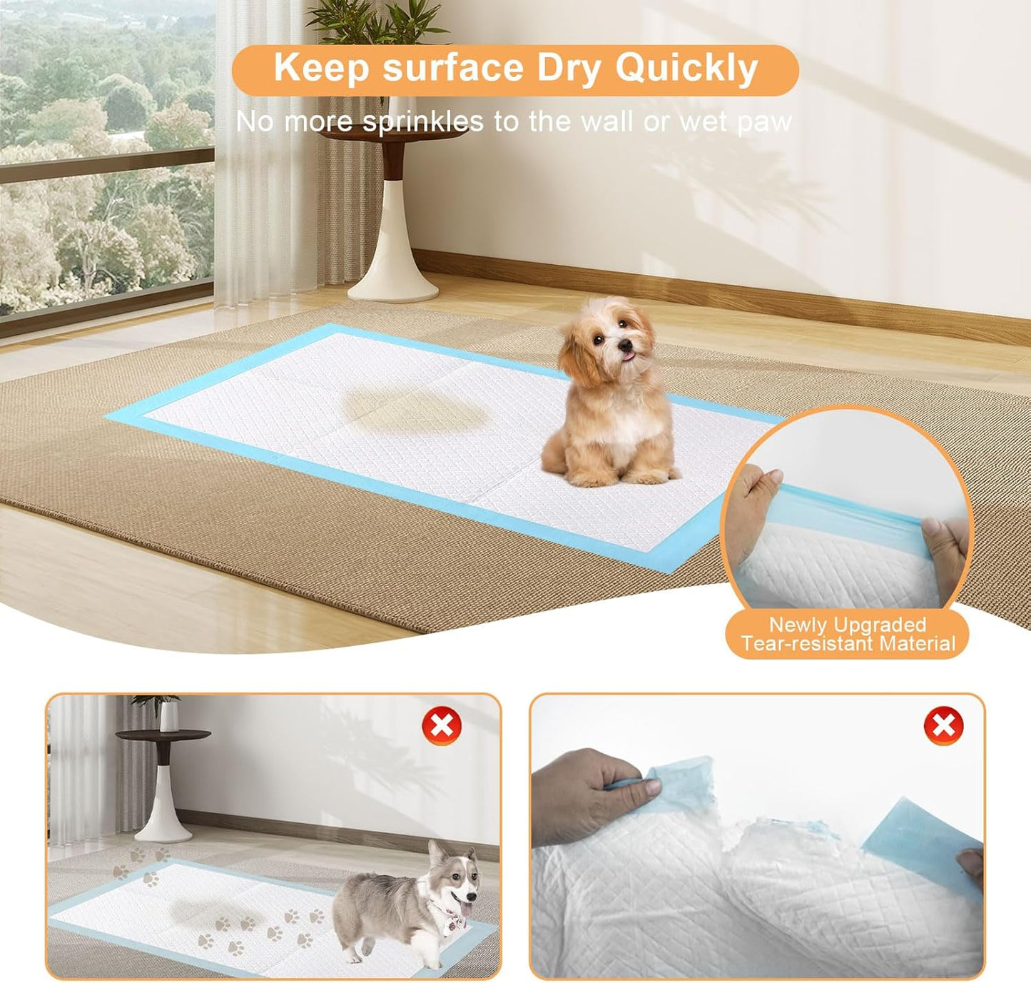 SUPRONLOVE thick quick dry dog pee pad handling liquid absorption effectively for house training