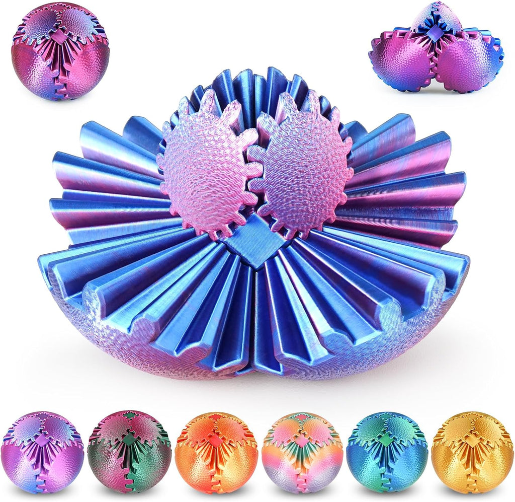Olee Odee Steampunk Gear Ball Fidget Toy front view showcasing interlocking mechanical gears in ombre purple