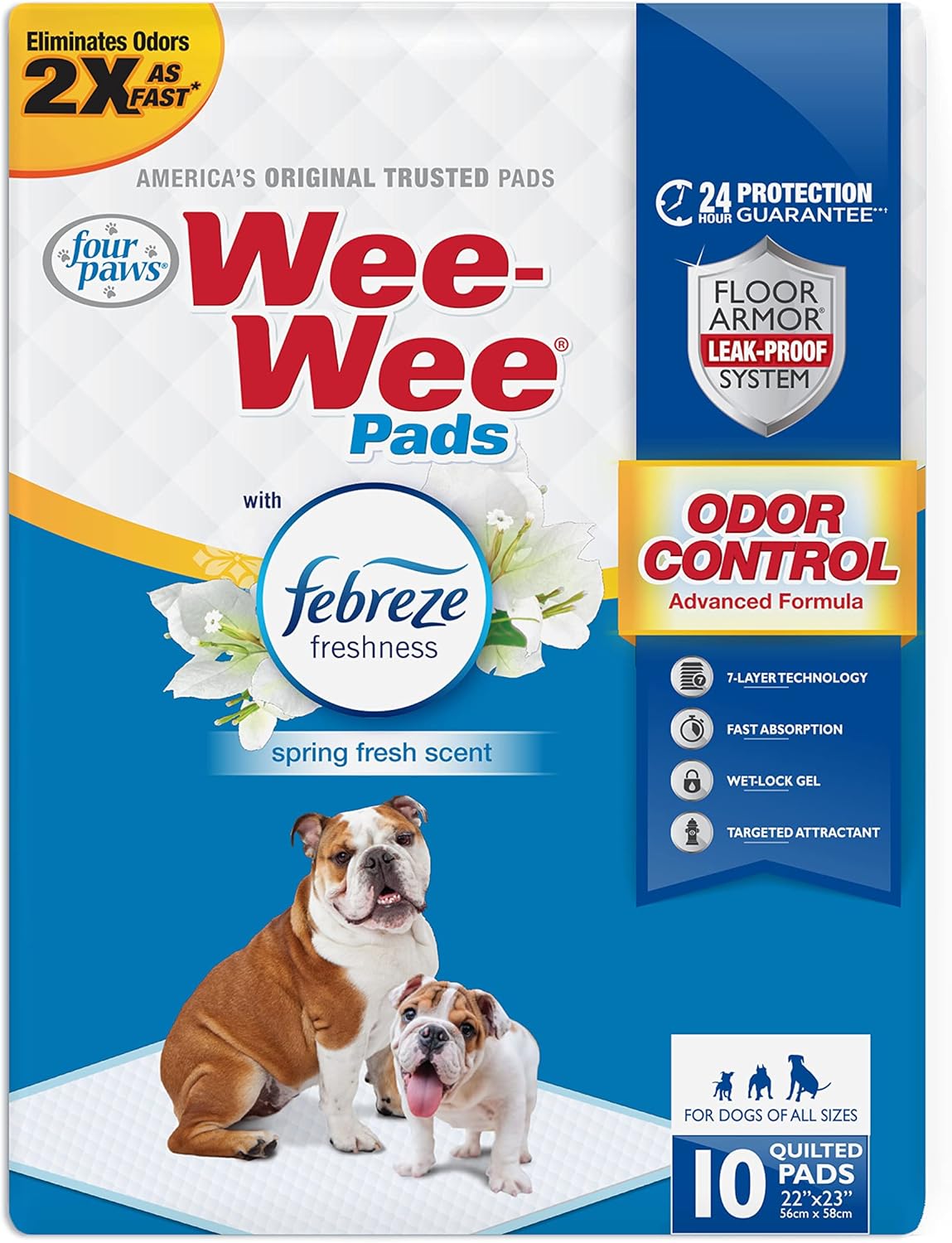 Four Paws Wee-Wee Odor Control with Febreze Freshness Pee Pads for Dogs & Puppies, Leak-Proof Dog Housebreaking Potty Training Floor Protection, Spring Fresh Scent, 22" x 23", 50 Count - Image 14