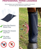 LEAFOREST blue horse fly leggings showing leather frame detail