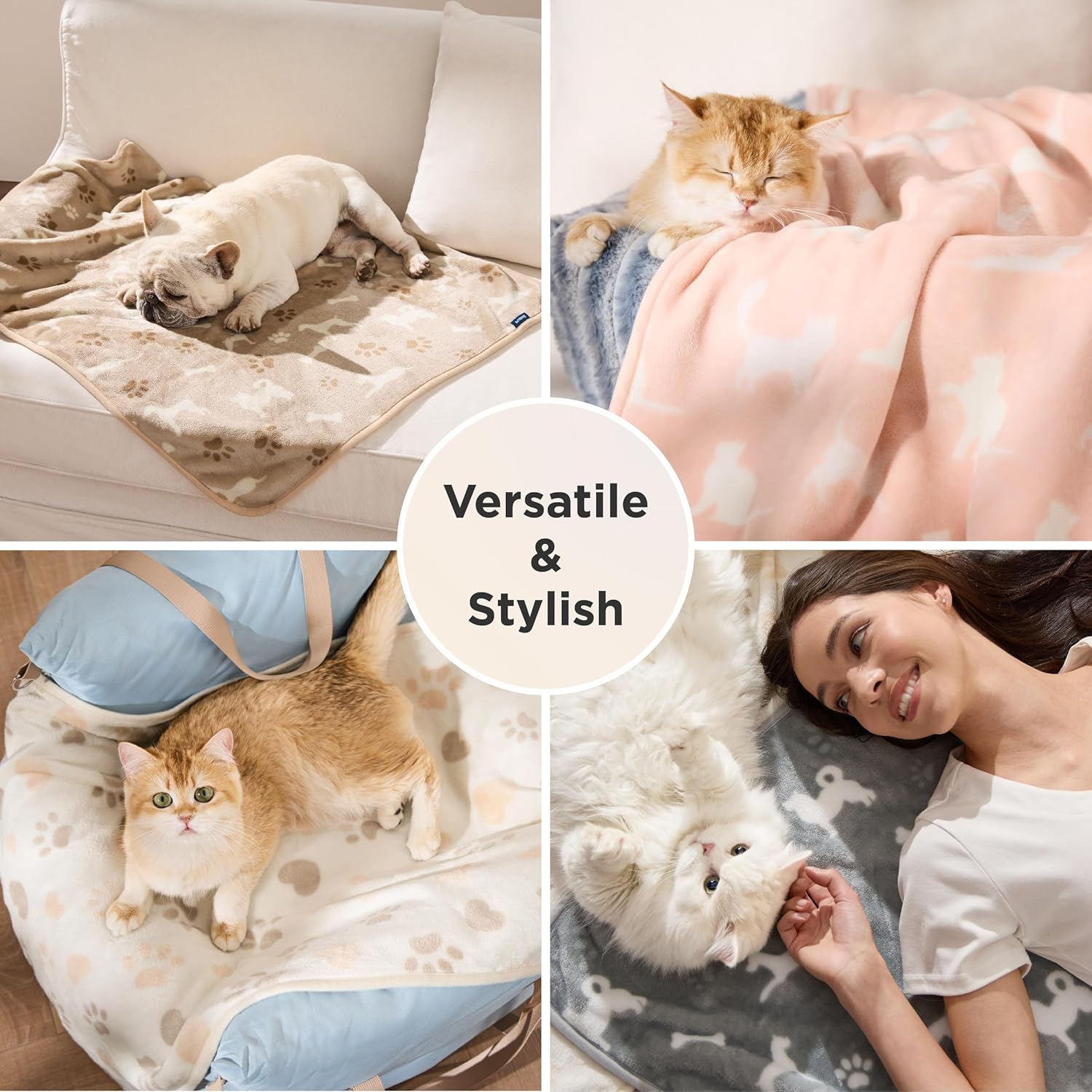 Bedsure machine washable dog blanket pack being placed into a washing machine.