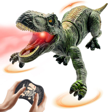 Moskiddo remote control T-Rex dinosaur toy front view green