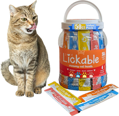 Fieldcrest Farms lickable cat treats 50 count variety pack front view