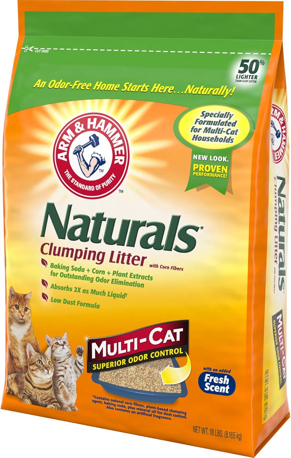 ARM & HAMMER Naturals Clumping Cat , Litter Odor Control, Multi Cat Litter, 18 lb. Bag - Image 12