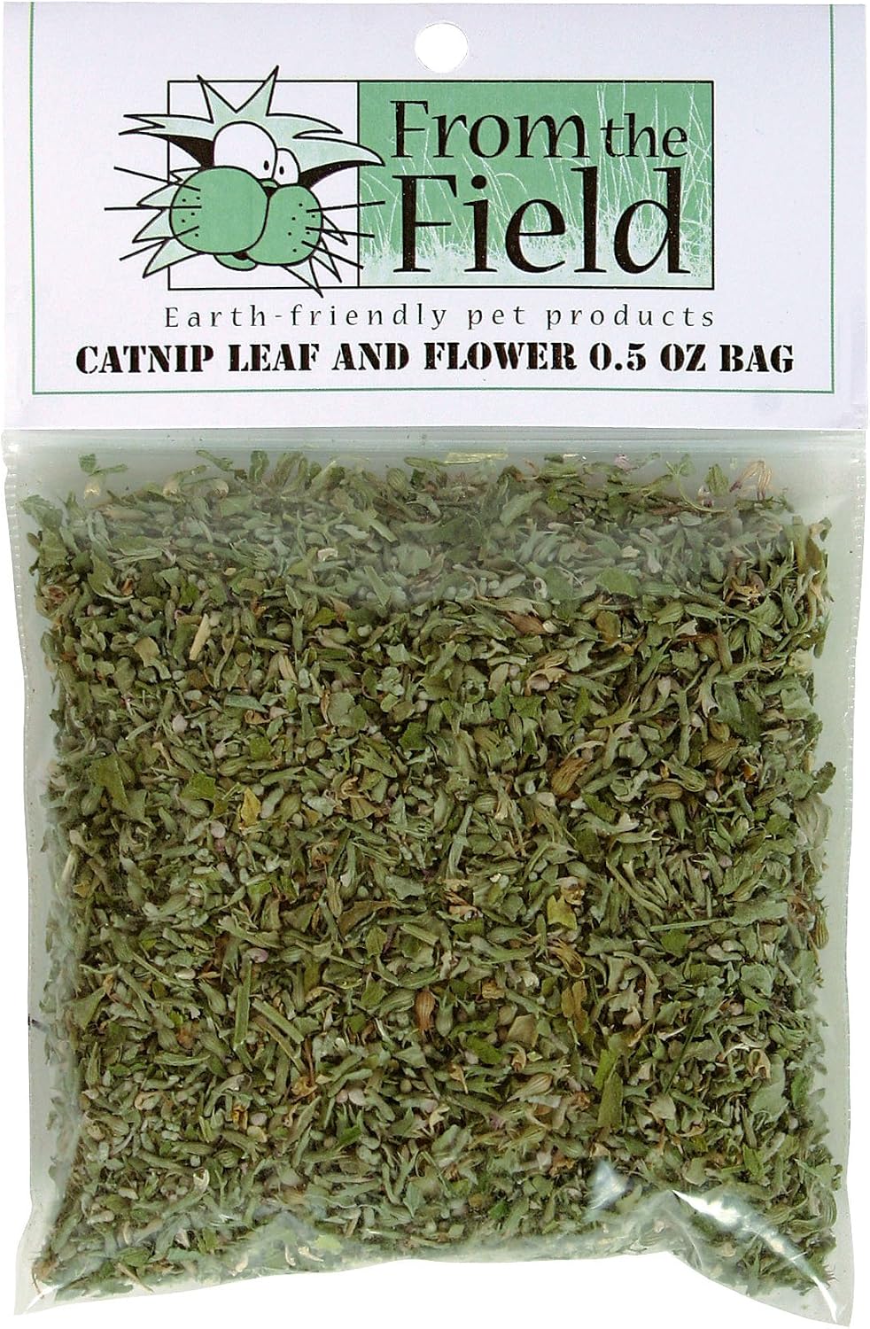 From The Field catnip tub packaging label detail demonstrating non toxic and eco friendly features