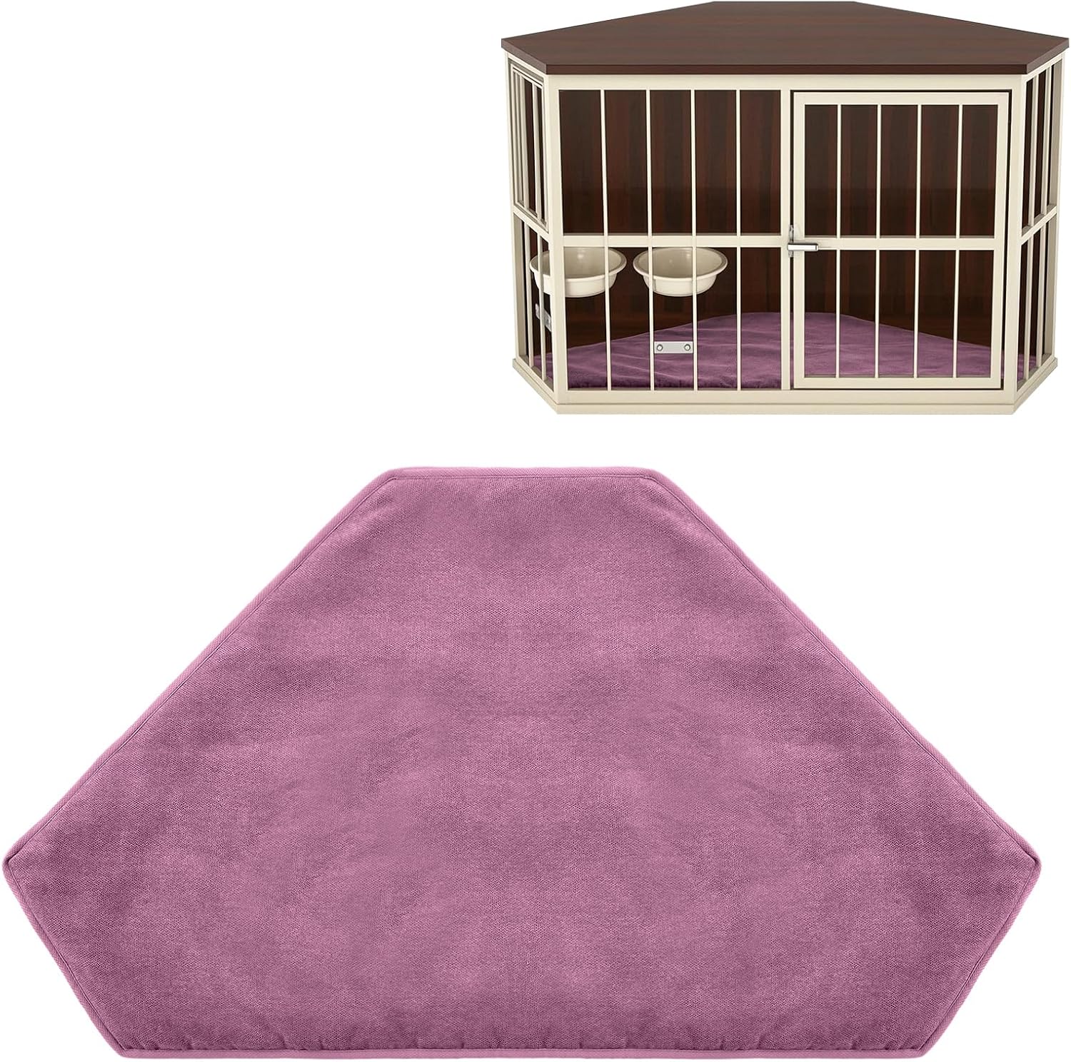 CroBlissful 42.5 x 23.8 Inch Dog Kennel Pad Furniture Crate Corner Washable Bed Large Dog Deluxe Crate Bed Pet Cage Sleeping Mat Soft Indoor Pet Corner Side Table(Only Mat)(Gray,Plush) - Image 9