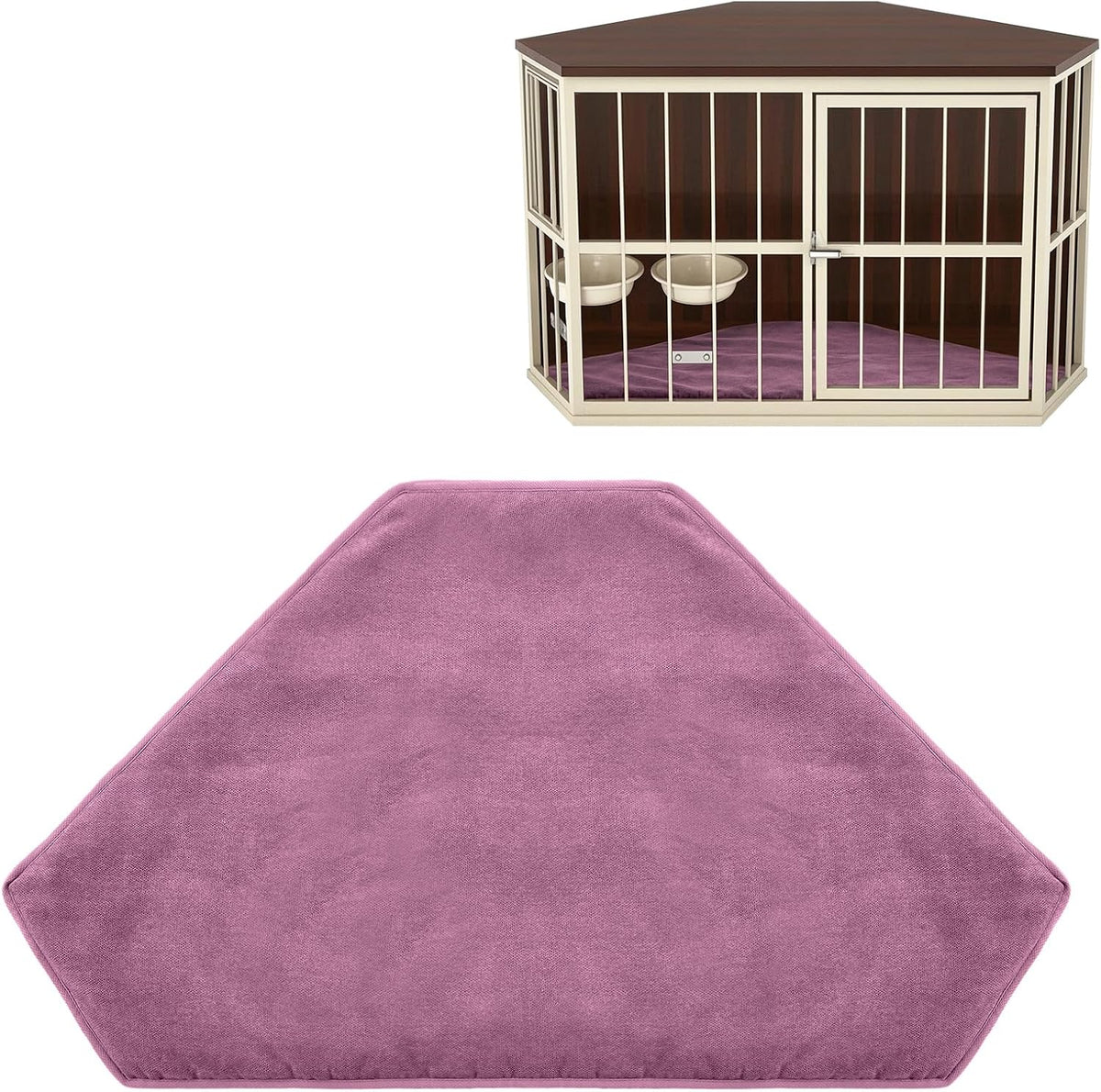 CroBlissful 42.5 x 23.8 Inch Dog Kennel Pad Furniture Crate Corner Washable Bed Large Dog Deluxe Crate Bed Pet Cage Sleeping Mat Soft Indoor Pet Corner Side Table(Only Mat)(Gray,Plush) - Image 9