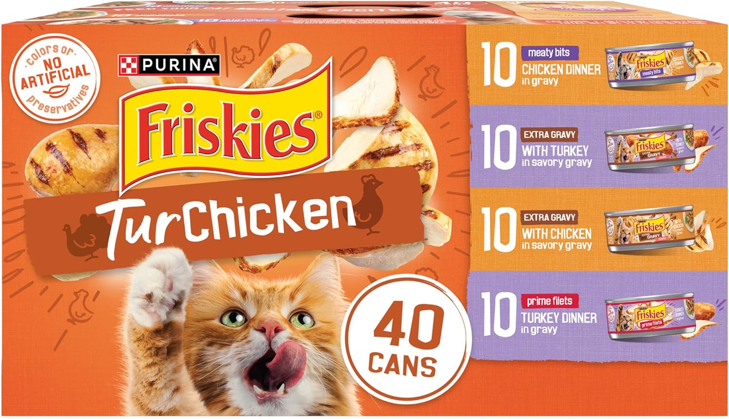 Purina Friskies TurChicken Turkey and Chicken Wet Cat Food Variety Pack with Meaty Bits, Prime Filets, and Extra Gravy, 48 ct. - Image 11