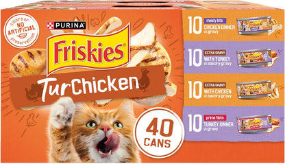 Purina Friskies TurChicken Turkey and Chicken Wet Cat Food Variety Pack with Meaty Bits, Prime Filets, and Extra Gravy, 48 ct. - Image 11