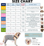 Soft stretchy dog recovery pants protecting rear leg and hip wounds.