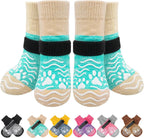 PUPTECK Anti Slip Dog Socks, Shoes with Grippers to Prevent Licking Hardwood Floors Traction, Rubber Boots & Paw Protectors for Small Medium Large Dogs Cold/Hot Pavement, Senior Dogs Booties Khaki - Image 13