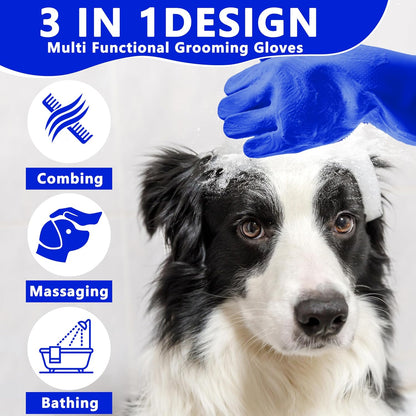 Five-finger ergonomic pet bath scrubber glove pair