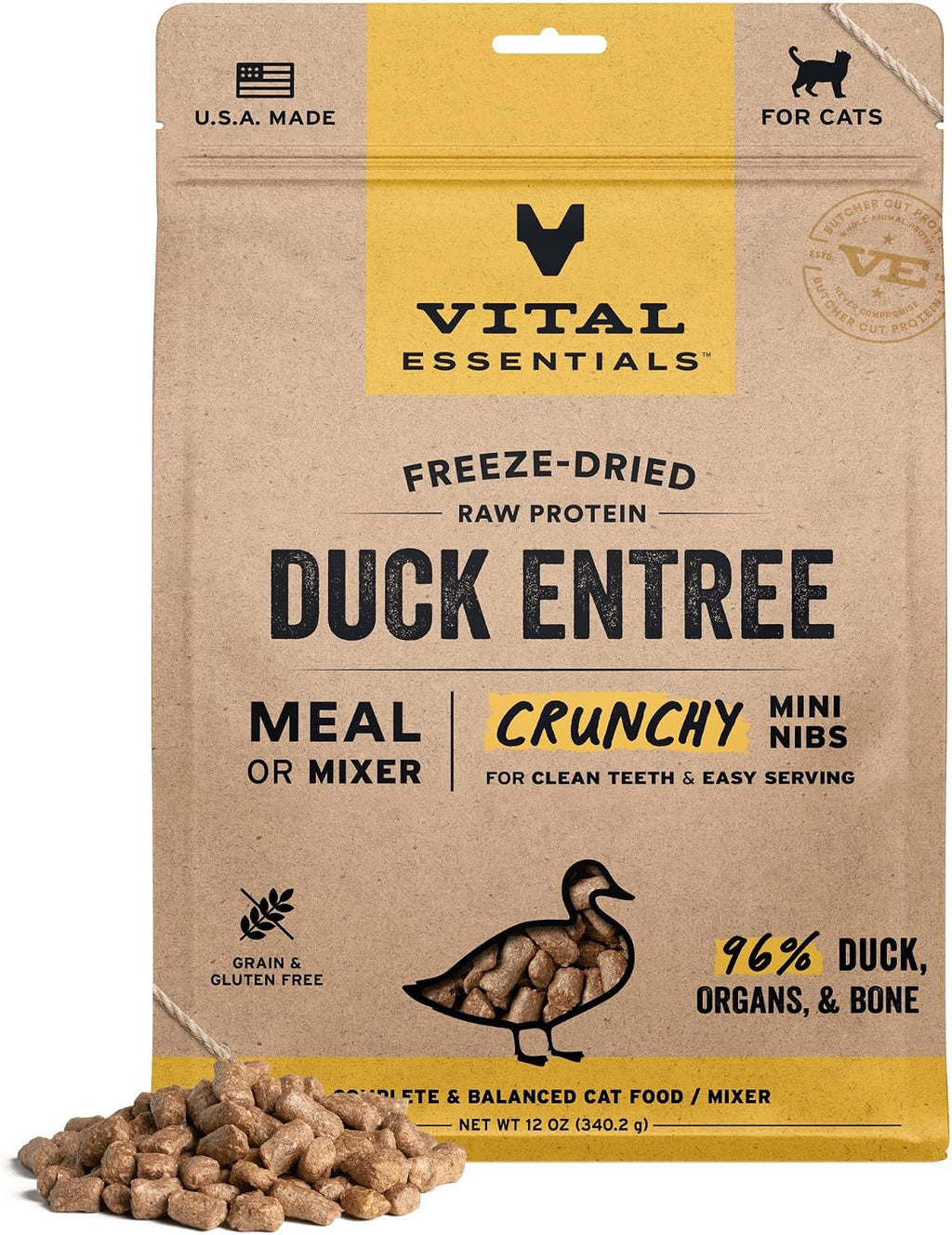 Vital Essentials Freeze Dried Cat Food, Raw Chicken Crunchy Mini Nibs | Complete Meal or Topper | 96% Chicken, Organs & Bone | Limited Ingredient, High Protein, Grain Free Dry Cat Food | 12 oz Bag - Image 14